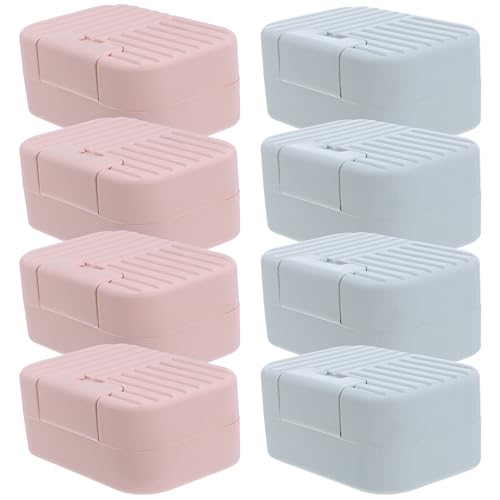 PRETYZOOM Portable Travel Soap Box Waterproof Soap Container with Lid for Outdoor Camping Gym Bathroom Use 8pcs Pink Blue Storage Case Set