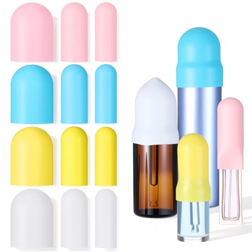 12 PCS Silicone Bottle Covers Travel Essentials, Leak Proof Elastic Sleeves Travel Size Toiletries Accessories Holiday Essentials for Women, Multiple Sizes Cover Suit for Shampoo Lotion Leak Proofing