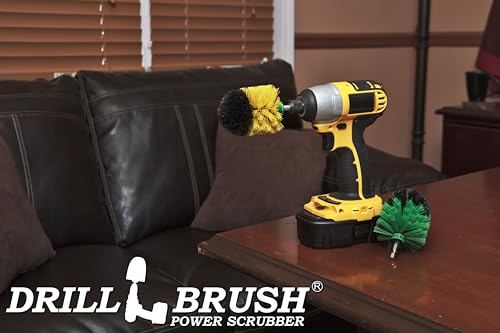 Drill Brush Power Scrubber - Kitchen Cleaning Brush - Dish Brush - Stove Top - Kitchen Sink Scrubbing - Tile and Grout Brush - Bathroom Cleaning - Shower Cleaner - Bathtub Scrubber - Floor Cleaner - color: Green / Yellow