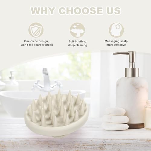 Meartchy Silicone Scalp Massager, Scalp Scrubber for Hair Growth with Soft Bristles, Scalp Exfoliator Brush Dandruff Removal Shampoo Brush for Wet Dry Scalp Care (Warm Grey) - color: Warm Grey