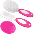 Baby Hair Brush, Cradle Cap Brush, Baby Hair Comb, Baby Hair Brush and Comb Set for Newborns & Toddlers, Baby Brush Soft Bristles, Ideal for Cradle Cap, Perfect Baby Registry Gift (Rose Red) - color: Rose Red
