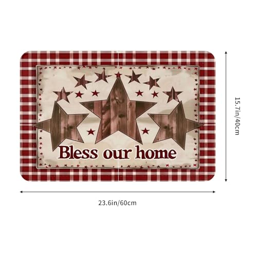 Bath Mat Country Star Burgundy Red Plaid Berry Retro Wood Quick Dry Bathroom Rugs Non Slip Absorbent Shower Flannel Rug Floor Mat for Bathroom,Bathtub,Sink,Bedroom,16"X24" - color: Cay18