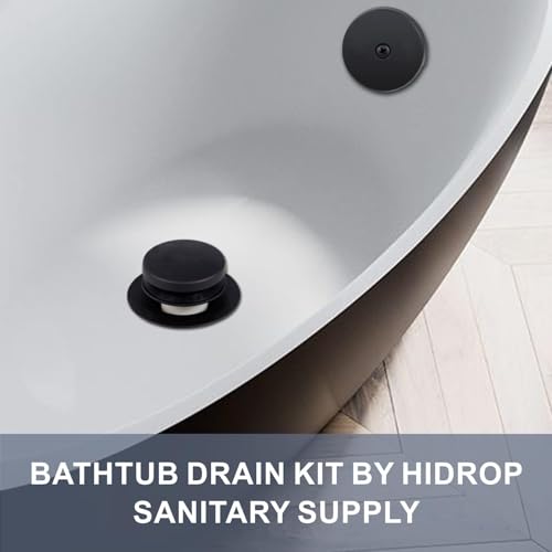 HIDROP Matte Black Toe Touch Tub Drain Trim Kit, 1-Hole Overflow Faceplate | Tip Toe, Stainless Steel Bathtub Drain, Universal Fine/Coarse Thread fit 1-3/8" or 1-1/2" Tub Drain, Tub Drain Replacement - color: Black, style: 1 Hole