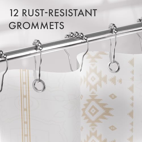 AmazerBath Boho Shower Curtain, Boho Cloth Shower Curtain with 12 Hooks, Hotel Quality Washable Rustic Farmhouse Polyester Fabric Bathroom Shower Curtain Set, 72x72 Inches - color: D- Boho Haven+12 Metal Hooks, size: 72"W x 72"L (Pack of 1)