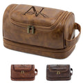 Personalized Gifts Travel Toiletry Bag for Men, Laser-Engraved Initial Waterproof PU Leather Shaving Bag Valentines Easter Birthday Gifts for Men Dad Husband Son Groomsmen Light Brown N - color: Light Brown, style: N