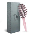 Wet Natural Boar Bristle Hair Brush for Fine Hair - A Great Gift | Smoothing Vented Detangling, Hair Texture, Gentle Scalp Feel, for Women and Men, Paddle, Frizz, Thin Hair, High Quality - color: Light Pink