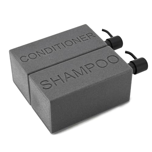 Rectangular Resin Dispenser Premium Bathroom Shampoo Conditioner Body Wash Bottle Modern Refillable Pump Design - color: Gray