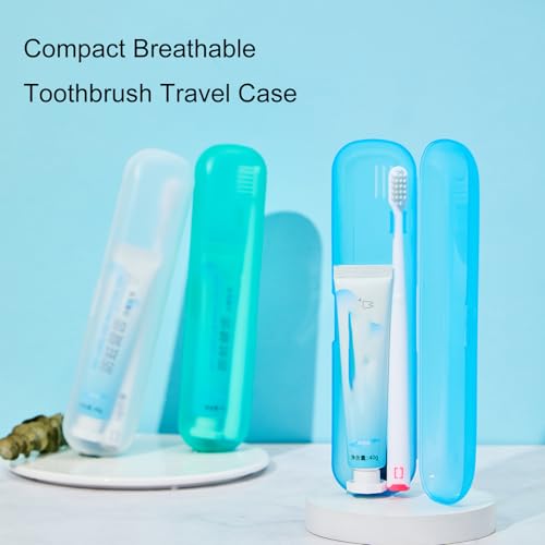 2 Pack Toothbrush Travel Case, Breathable Toothbrush Travel Holders, Tongue Scraper Case, Compact Portable Toothbrush Holder for Travel, Vacation, Camping, Gym, Business Trips, Office, Cruise - color: Light color