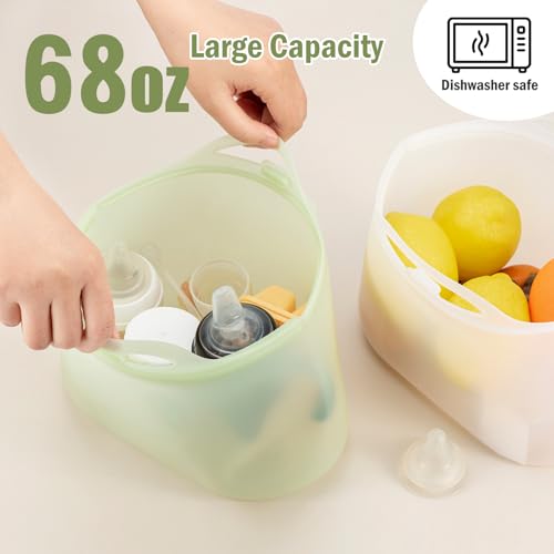Silicone Travel Bottle Sterilizer Bags | 2000ml Microwave Steam Sterilizer Bags for Baby Bottles, Breast Pump & Pacifiers, Reusable Steam Sterilizing Bags for Travel and Home Use（Clear Green） - color: Clear Green