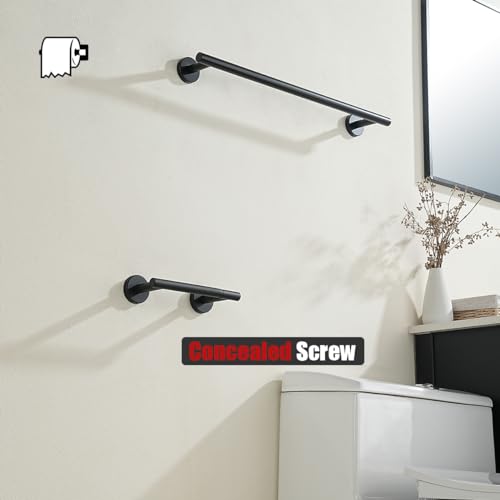 JQK Black Toilet Paper Holder, Double Post Pivoting Tissue Holder Wall Mount, 304 Stainless Steel Hold Mega Rolls, TPH150-PB - color: Matte Black
