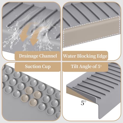 Sink Edge Protector with Suction Cup, 30" x 4", Silicone Sink Splash Guard for Kitchen & Bathroom, Protect Countertop from Scratches, Stains, for Stainless Steel Granite Quartz - color: Gray, size: 30" x 4"