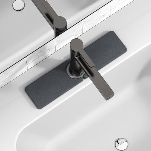 15.8" x 4" Stone Faucet Mat for Kitchen Sink, Quick Drying Diatomite Sink Tray, Faucet Sink Splash Guard for Prevents Moisture Buildup (Dark Gray) - color: Dark Gray, size: 15.8" x 4"