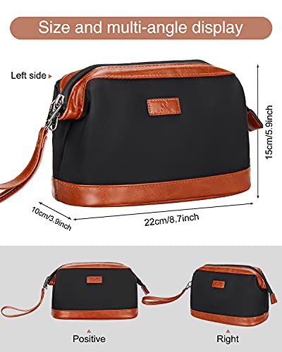 Relavel Travel Makeup Bag, Cosmetic Bag Makeup Organizer Bag Zipper Pouch for Purse Large Capacity Toiletry Bag Portable Waterproof Travel Accessories Skincare Make Up Bag, Brown - color: 03-Brown & Black, size: MEDIUM