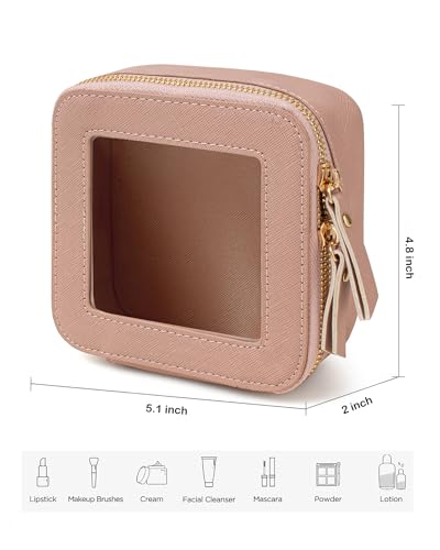 Travel Clear Makeup Bag Set, TSA Approved Cosmetic Bag Case with Zipper Portable Makeup Pouch Toiletry Bag Traveling Cosmetic Organizer Storage Bag Car Organizer Car Essentials - color: Mini Dark Pink