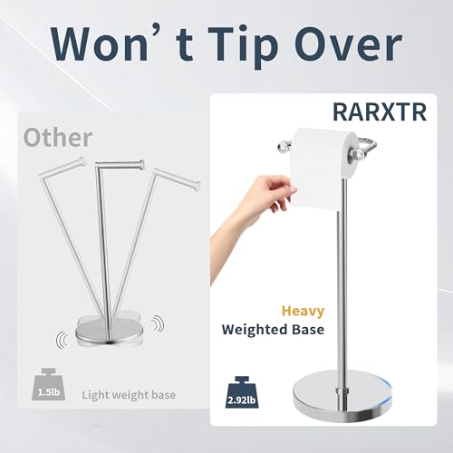 RARXTR Toilet Paper Holder Stand, Post Pivoting Design Free Standing Toilet Paper Holder, SUS304 Stainless Steel Toilet Paper Roll Holder, Heavy Stable Base (Chrome) - color: Chrome, size: Free Standing