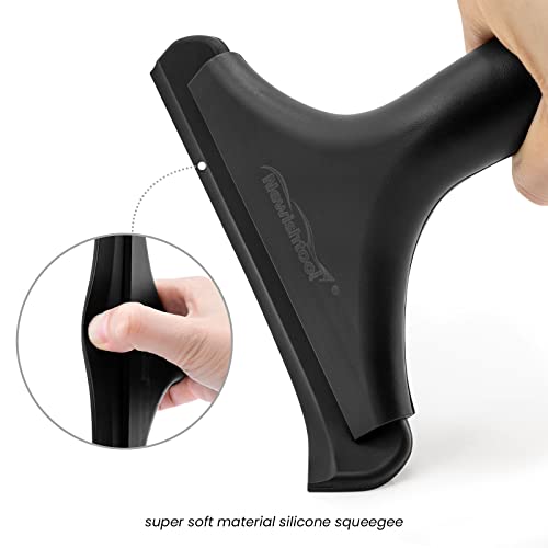 NEWISHTOOL Bathroom Shower Squeegee 5.9 Inch Soft Silicone Blade Squeegee for Shower Glass Door Mirrors Car Windshield, Kitchen Squeegee Countertops Cleaning and Water Removal Scraper w/Hanging Hole - color: All Black, size: 1PC