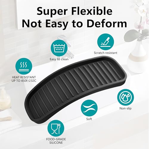 Silicone Sponge Holder for Kitchen Sink - Kitchen Soap Tray & Sponge Tray | Silicone soap dish, soap holder, dish sponge holder dish scrubber, soap dispenser tray, kitchen sink organizer, 2 pack black - color: Black