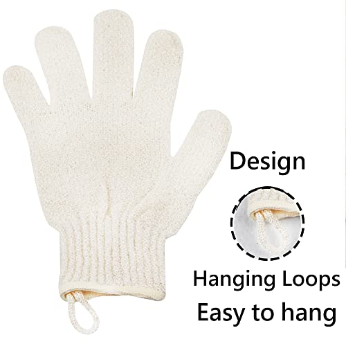 Exfoliating Glove - Body Scrub for Smooth and Soft Skin - Body Exfoliator for Ingrown Hair Dead Skin Remover and Itchy and Flaky Skin - Scrubber Shower Accessories for Women and Men 1 Pair Glove - style: 1 Pair Beige Exfoliating Gloves