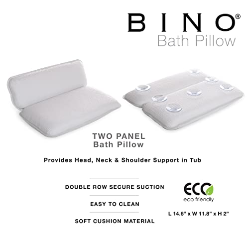 BINO Non-Slip Cushioned Bath Pillow with Suction Cups, White - Spa Pillow Bath Pillows for Tub Neck and Back Support Bathtub Pillows for Tub Accessories Set Rest
