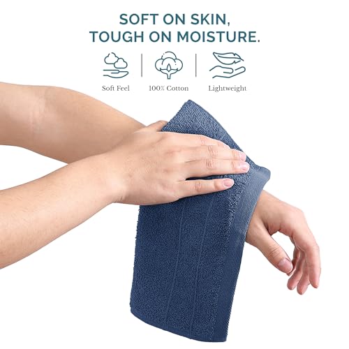 Casa Platino Cotton Washcloths - Pack of 12, (13"x13") - Wash Cloth Set for Bathroom - Durable Reinforced Stitching, Quick Dry, Softer & Highly Absorbent - Wash Cloths for Your face - Navy Blue - color: 04: Navy, size: 12 Piece Wash Cloth