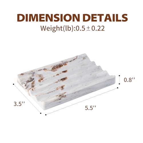 Karibiber Soap Holder, Marble Soap Dish for Shower, Bar Soaps Holder with Water Ripple Design, Easy Cleaning Soaps Saver for Kitchen Sink，Bathroom, Executive Indian Natural Stone Soap Tray - color: Italy-palissandro