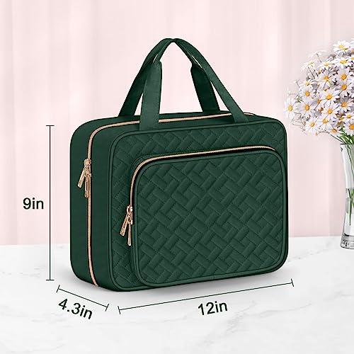Wedama Toiletry Bag for Women, Large Cosmetic Travel Bag, Hanging Toiletry Bag for Bathroom, Thickened PVC Waterproof Travel Makeup Bag, Toiletries Bag for Travel Business Trips and Camping - color: Dark Green, size: Large, style: Minimalist