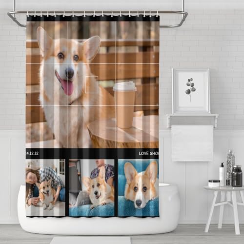 Personalized Shower Curtain Set Custom Photo Shower Curtains Modern Minimalist Home Bathroom Curtain Decor with 12 Hooks 72 Inch Wide * 72 Inch High - color: 4 Photo-2, size: 72"W x 72"L (Pack of 1)