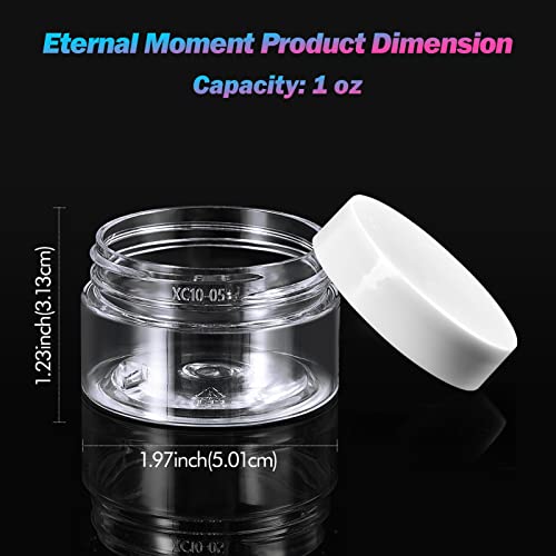 Eternal Moment 36 Pack 1 OZ Plastic Jars Round Clear Cosmetic Container Jars with White Lids, Perfect for Lotion, Slime，Cream, Ointments, Makeup, Eye Shadow, Samples, Pot, Travel Storage - color: White Lid, size: 1 Ounce