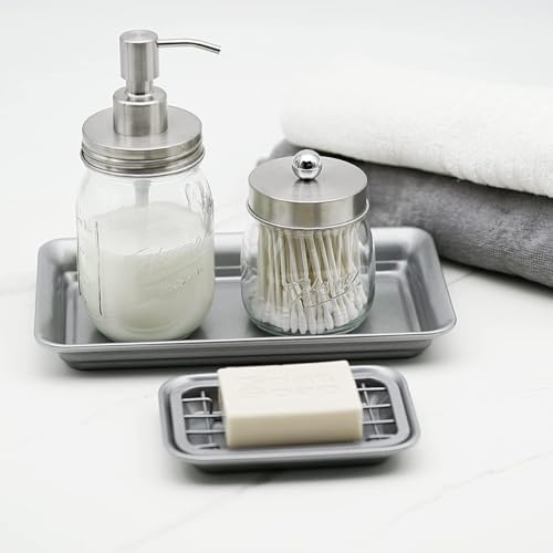 SheeChung Kitchen and Bathroom Soap Dish Tray - Metal Soap Dish Tray with Drainage Grid and Holder for Kitchen Sink Countertops to Store Soap, Sponges, Scrubbers - Rust Resistant (1 Pack, Silver) - color: Silver