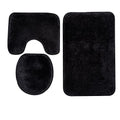 Soft Bathroom Carpet 3 Piece Bathroom Rugs and Mats Set Bath Mats Set with U-Shaped Toilet Floor Mat Rugs andToilet Lid Cover Mat (Black) - color: Black