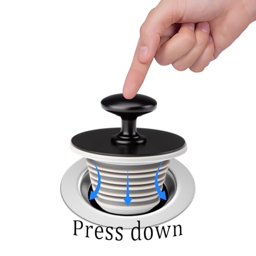 Bathtub Drain Stopper,Tub Silicone Stopper,Bathtub Drain Replacement Accessories,Suitable for Bathtubs,Sinks,Washbasin Drain Ooutlet Rubber Drain Stopper (Black) - color: Black