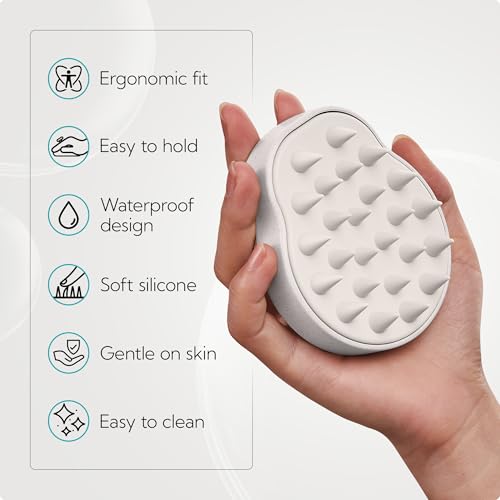HEETA Scalp Massager 2 Pack for Hair Growth, Soft Silicone Bristles to Remove Dandruff and Relieve Itching, Scalp Scrubber for Hair Care Relax Scalp, Shampoo Brush for Wet Dry Hair, Beige & Green - color: 01- New Beige & Green