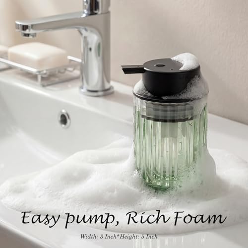Amolliar Foaming Soap Dispenser, Plastic Pump & Glass Soap Bottle, Refillable 8OZ Hand Soap Dispenser, Dish Soap Dispenser for Kitchen, Bathroom Accessories Set, Home Decor Dispenser (Black 2 Pack) - color: Black