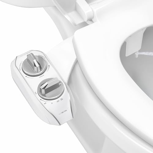 LUXE Bidet NEO 185 Plus - Dual Nozzle, Non-Electric Bidet Attachment for Toilet Seat, Patented Slide-In Install, 360° Self-Clean, EZ-Lift to Clean, Feminine & Rear Wash (Chrome) - color: Chrome