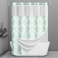 Yiatn Light Green No Hook Hotel Collection Shower Curtain - Hotel Style with See Through Mesh Top Window, Modern Geometric Waterdrop Design,Waterproof and Washable,- 71x74 INCH - color: Light Green, size: 71"W x 74"L (Pack of 1)