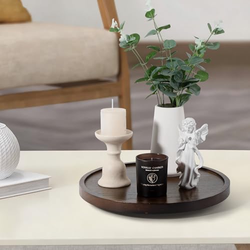 Wood Lazy Susan Organizer Kitchen Turntable for Cabinet Farmhouse Bathroom Decor Round Decorative Tray for Vanity, Counter, Sink, Coffee Table, 12 Inch, Walnut - color: Walnut, size: 12“