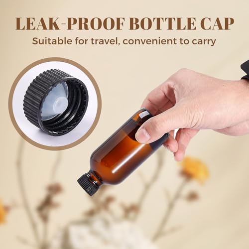 Jarsoph 4oz 8 PCS Amber Brown Glass Bottles for Vanilla Extract | Brown Boston Round Glass Bottles, Essential Oils, Herbal Medicine, DIY Crafting - UV Protective Bottles for Syrup, Sauce