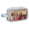 Narwey Clear Toiletry Bags for Traveling Women Men, Clear Travel Bags for Toiletries Makeup Bag Cosmetic Bag with Zipper, Make Up Organizer, Skincare Bag (Blue Flower) - color: X-Blue Flower