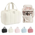 Travel Makeup Bag,Puffy Toiletry Bag for Women,Cosmetic Travel Bag Lightweight,Toiletries Organizer with Trolley Sleeve,White - color: White