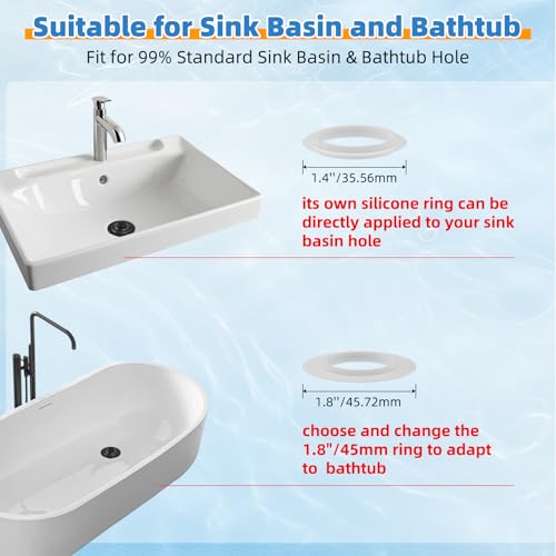 Universal Bathtub Drain Stopper, Brass Metal Shower Hair Catcher, Matte Black | 3 in 1 Bathroom Sink Strainer with Visible Top Filter, Tub Stopper for Standard 1.1''~2.36'' Sink Hole - color: Matte Black