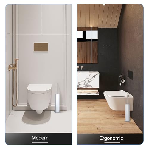 BVL Toilet Brush and Holder Set Chrome Stainless Steel 304 Square Freestanding Toilet Brush for Bathroom - color: Chrome