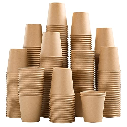 SIUQ 400 Pack 3 oz Kraft Paper Cups, Disposable Bathroom Cups, Mini Mouthwash Cups, Hot/Cold Beverage Drinking Cup for Gargle Espresso Juice Medicine (Brown) - style: 3oz-400pack
