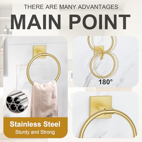 Brushed Gold Toilet Paper Holder Towel Bar Set, 5 Pieces Bathroom Hardware Accessories Set, 23.6 Inch Stainless Steel Towel Racks for Bathroom Wall Mounted - color: Brushed Gold, size: 5pieces A