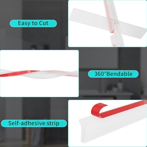 Hi-Na 3ft/5ft/6ft/8ft10ft Collapsible Shower Threshold Water Dam Water Barrier for Shower and Water Stopper Keeps Water Inside Water Threshold for Wet and Dry Separation (3ft, Clear) - color: Clear, style: 3ft