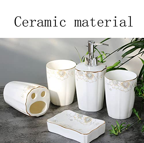 Bathroom Accessories Set 5 Pcs, Soap Dispenser, Toothbrush Holder, Bathroom Tumbler, Soap Dish Modern Bathroom Decor Housewarming Gift - color: Silver