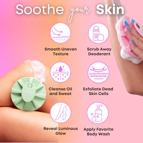 Beauty Gift Set - Silicone Spa Kit for Face & Body (Sage Green) | Includes Water Catching Wristbands, Body Scrubber, Face Buffer, & Scalp Exfoliator, Trendy Self-Care Gift for Teens & Women - color: Sage Green