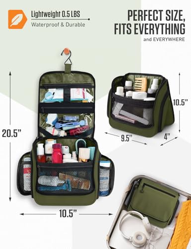 VENTURE 4TH Hanging Travel Toiletry Bag for Women & Men – Large Toiletry Organizer with 18 Compartments, Removable TSA Pouch, Travel Wash Bag for Toiletries, Makeup & Shaving Kit (Forest Green) - color: Forest Green