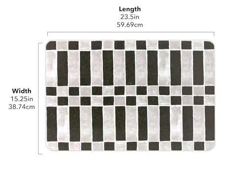 FloorPops, Checker Black Quick Dry Diatomite Non Slip Stone Bath Mat, Rug, Checker Black Stone, Checkered, Rectangular, Large 24-in x 16-in - color: Checker Black Stone