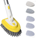 Shower Brush Scrubber with 51" Long Handle,3 in 1 Tub and Tile Cleaning Brush for Cleaning Bathroom Kitchen Toilet Wall Tub Tile Sink Non-Scratch (Yellow)