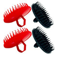 G.B.S Scalp Exfoliator 4 Pack - Shampoo Brush, Scalp Scrubber for Dandruff Removal, Massager & Hair Exfoliator - Red & Black - color: 2red/2black